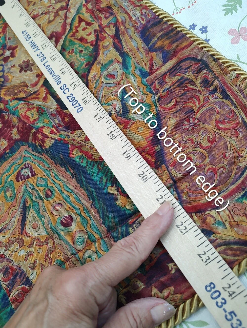5TH AVE Designs Fabric Hand Made? King Shams Gold Braid Trim Rich Tapestry Color